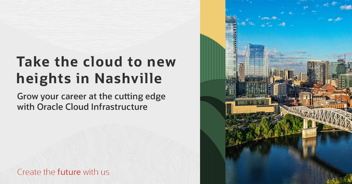 Oracle Cloud Infrastructure is growing in Nashville! Explore opportunities and the city here: social.ora.cl/60112oXvL
