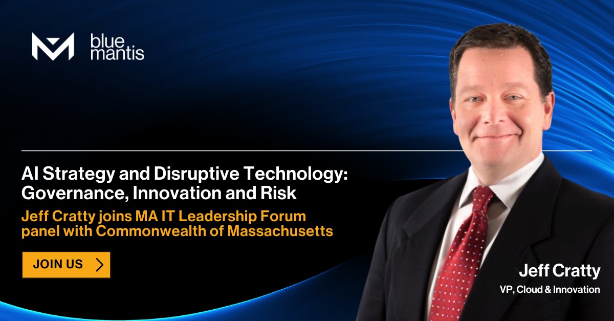 <a href="/BlueMantisIT/">Blue Mantis</a> will participate in the MA IT Leadership Forum alongside <a href="/MassEOTSS/">MassEOTSS</a>. Our panel focuses on the insights gained from successful AI initiatives, assessing readiness for organizational transformation. Learn more: okt.to/TB4kwr #govtechlive #LetsMeetTheFuture