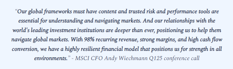 themattharbaugh's tweet image. $MSCI CFO on the durability of $MSCI 

"With 98% recurring revenue, strong margins, and high cash flow conversion, we have a highly resilient financial model that positions us for strength in all environments.” - $MSCI CFO Andy Wiechmann