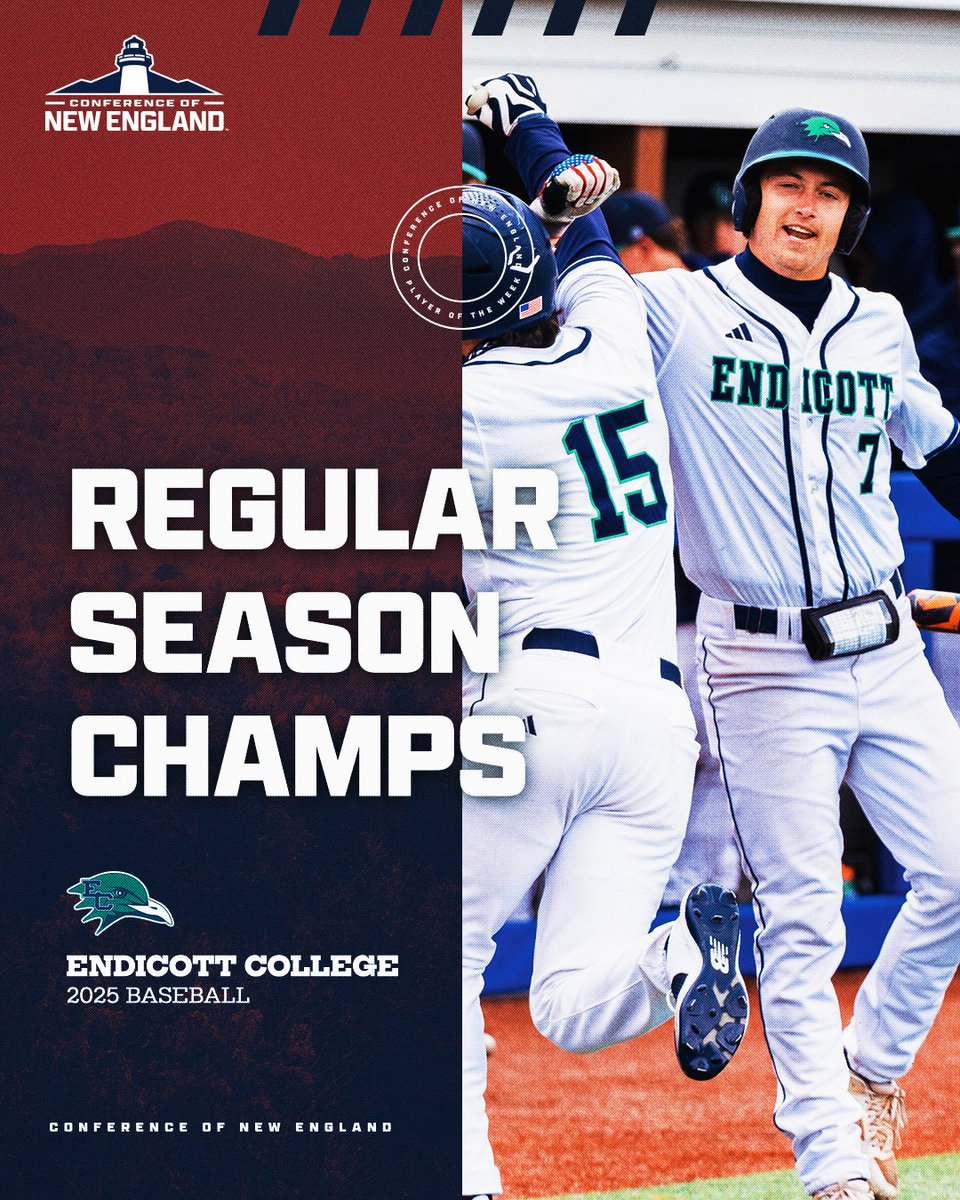Conference of New England (@cne_sports) on Twitter photo 👑 KINGS OF THE DIAMOND 💎
Congrats to the 2025 #CNE Baseball Regular Season Champions - <a href="/ECGulls/">Endicott Athletics</a>!
They lock up the #1 seed for next week's #CNE Baseball Championship!
#LeadAsONE | #ONENewEngland 👑 KINGS OF THE DIAMOND 💎
Congrats to the 2025 #CNE Baseball Regular Season Champions - <a href="/ECGulls/">Endicott Athletics</a>!
They lock up the #1 seed for next week's #CNE Baseball Championship!
#LeadAsONE | #ONENewEngland