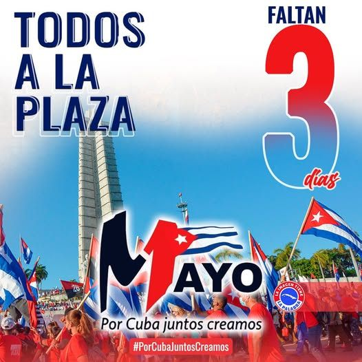 EduardoLopezL65's tweet photo. @DiazCanelB Viva el #1Mayo #Cuba
Marcharemos contra el imperialismo, su política de asfixia económica, sus campañas de mentiras y manipulaciones, contra el fascismo, y en solidaridad con  los pueblos oprimidos del mundo.
#CubaVencerá #PorCubaJuntosCreamos
#CubaEsCultura #CubaPorLaVida https://t.co/3oB7CmnPRV
