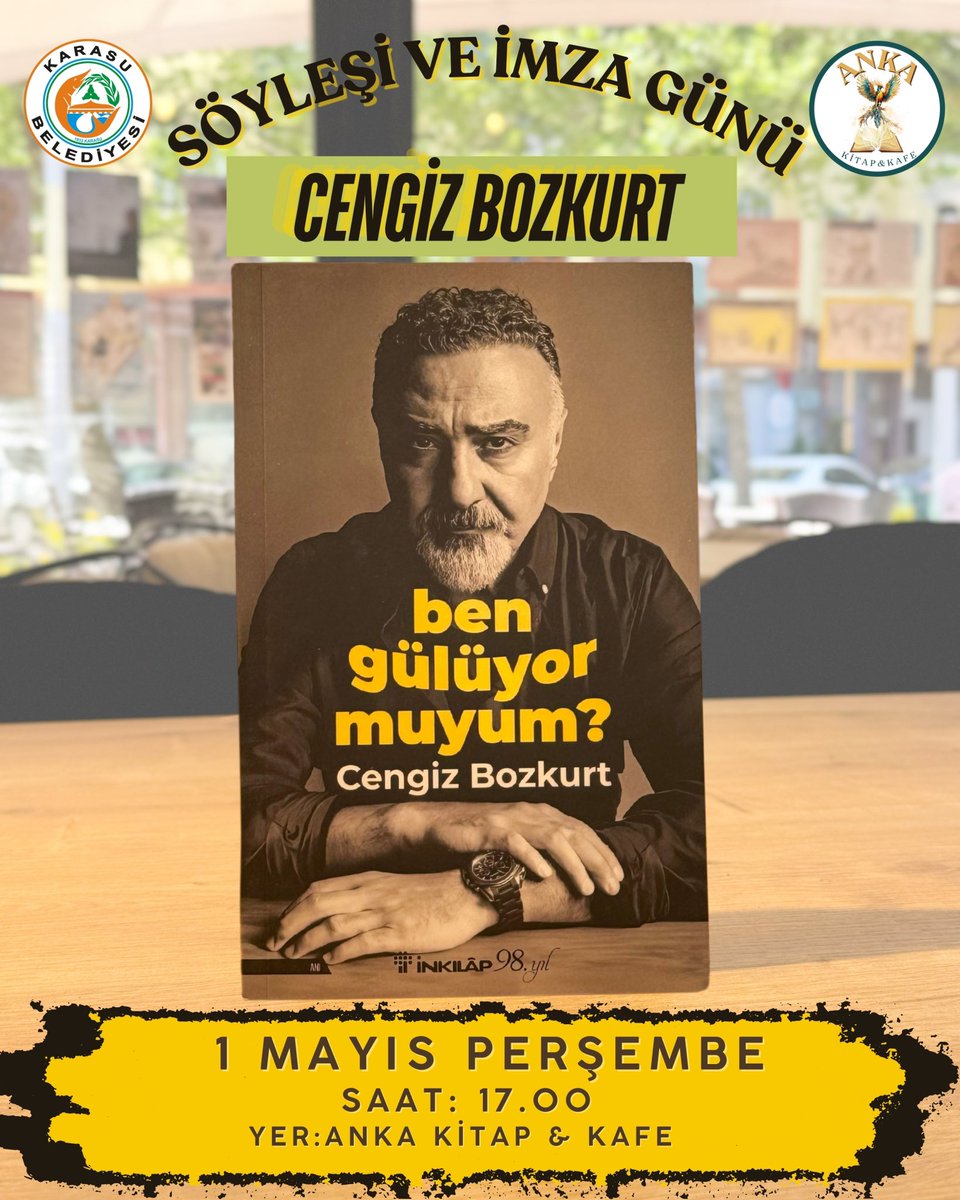SÖYLEŞİ VE  İMZA GÜNÜ 
Karasulu Değerli Sanatçı Cengiz Bozkurt 
1 Mayıs 2025 Perşembe günü 
Saat: 17:00’de 
Anka Kitap &amp; Kafe’de sizlerle