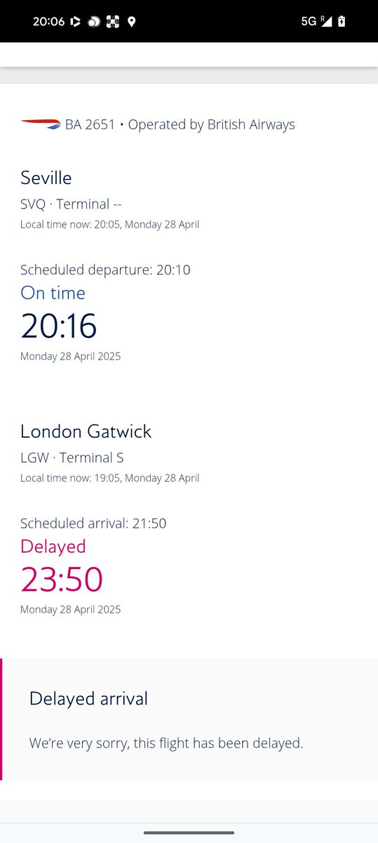 amckee94's tweet photo. @British_Airways Hi team, flight departure time has stayed the same even though we've not boarded yet - feels like this is an error? https://t.co/maTCzwSknb