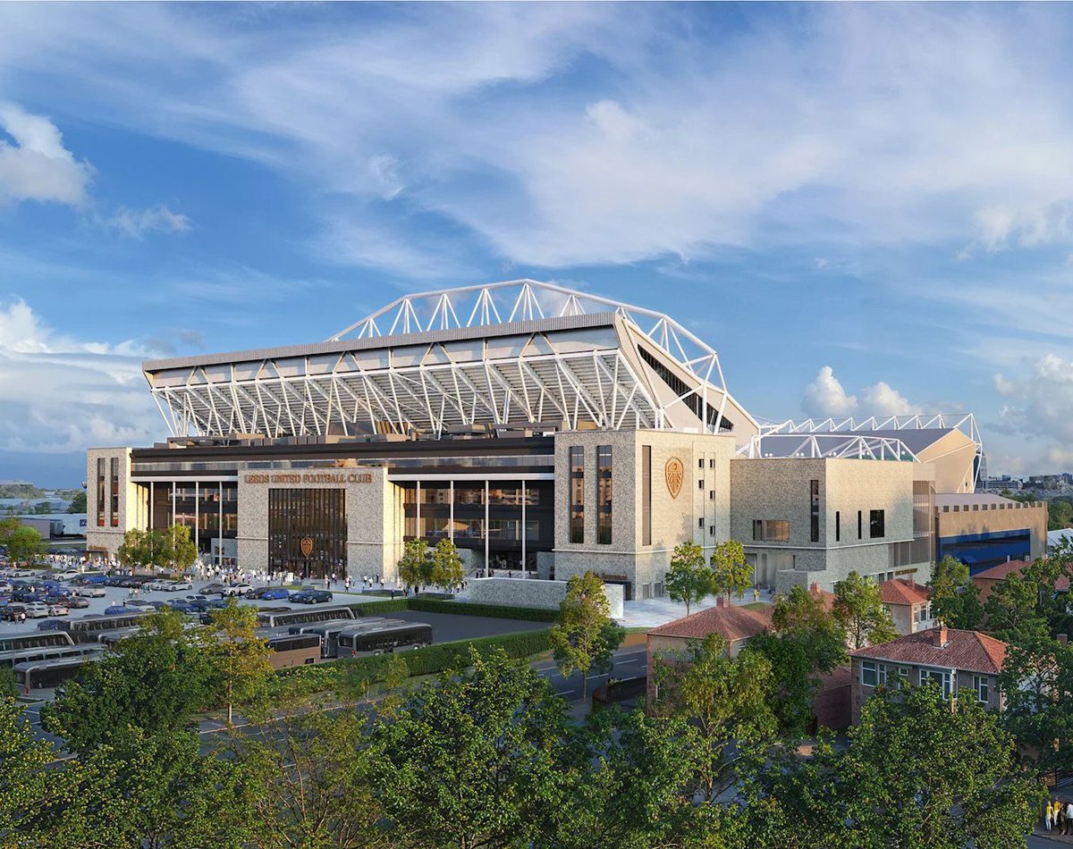 Back in Leeds and at Elland Road tonight ☀️

This is the current view of the West Stand and a proposed image of what it could like as part of an ‘enhanced Elland Road’ 🏟️