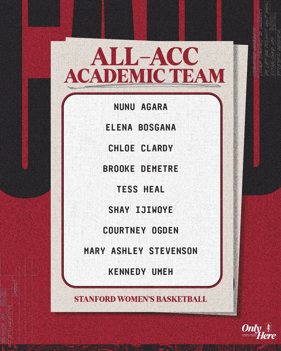 Buckets and brains 🧠

Nine Cardinal named to the All-ACC Academic Team. 

🗞️ » stanford.io/4dboFMt