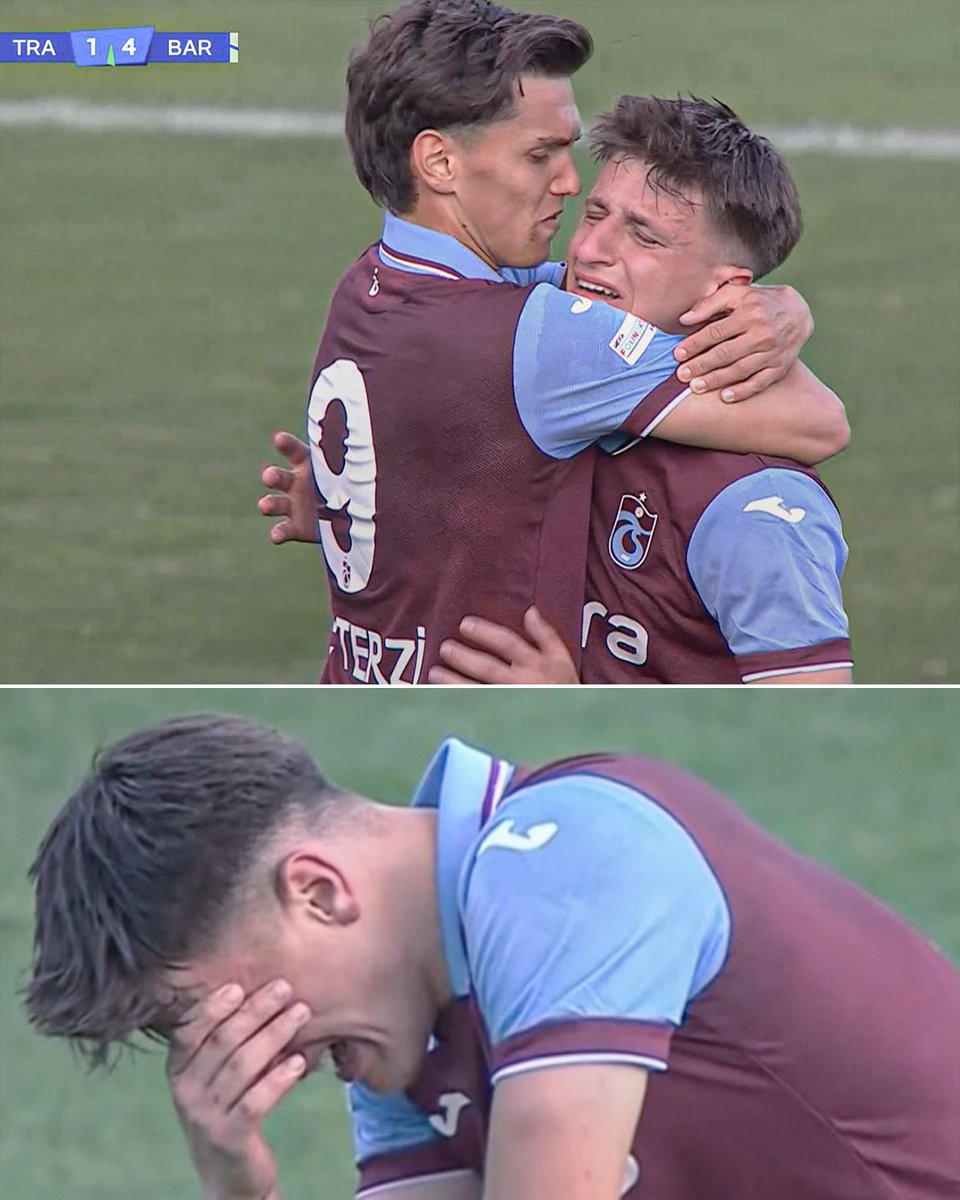 Bican Tibukoğlu broke down in tears after scoring a consolation goal with his Trabzonspor U19 side already down 0-4 😢

Shows how much the sport means to these youngsters 💔

Fair play to Trabzonspor.