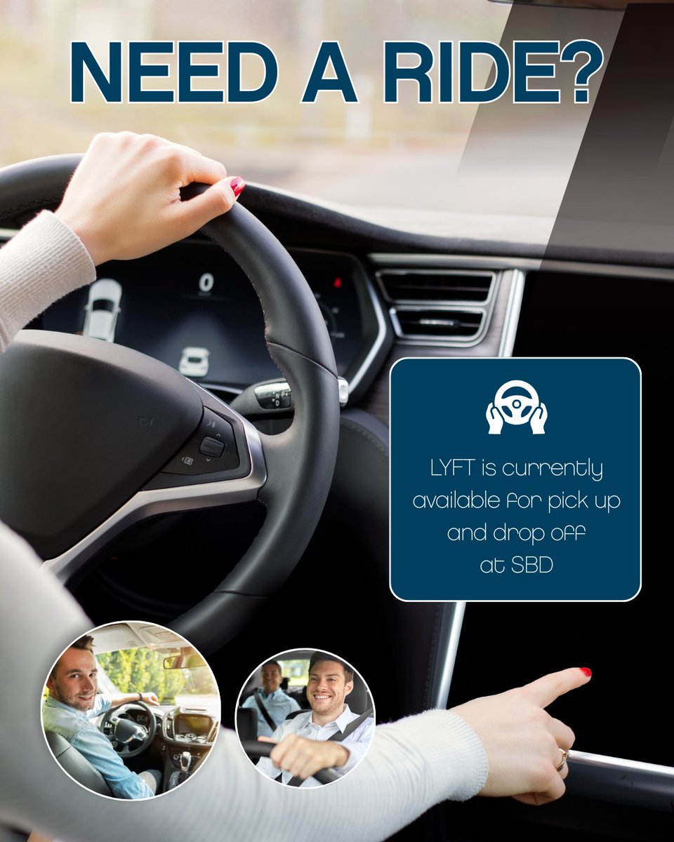 SBDAirport's tweet image. NEED A LYFT TO THE AIRPORT❓  Lyft drops off &amp;amp; picks up passengers at @SBDAirport. It's as simple as downloading the Lyft app &amp;amp; connecting w/ a driver. Learn about Lyft &amp;amp; the other ways to get to &amp;amp; from SBD at hubs.li/Q03jpwdc0

#FlySBD ✈️ #GroundTransportation #RideShares