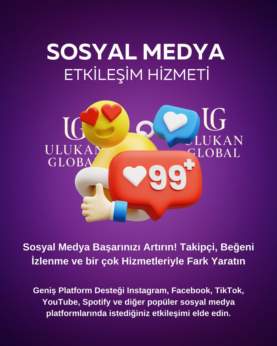 ulukanglobal's tweet photo. Sosyal Medya Hizmetin’de Sınır Yok!
#İnstagram Takipçi, İzlenme, Beğeni 
#Facebook Takipçi, İzlenme, Beğeni
#X Takipçi, izlenme, Beğeni
#Youtube takipçi, izlenme, beğeni
#Spotify’dan #Steam’a kadar tüm hizmetler mevcuttur. İletişime geç! İnstagram: @ulukanglobal https://t.co/tHS4s2lwcv