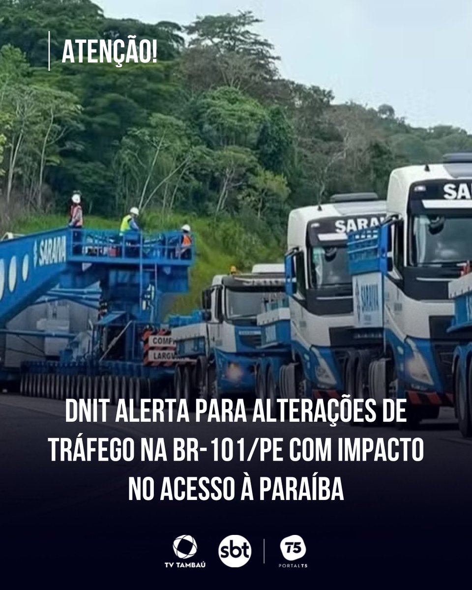 STransporte do transformador terá início na quinta (1º) e deve chegar à Paraíba dia 05📢🗣️

Confira a matéria completa no link do Portal T5: 
portalt5.com.br/noticias/parai…

#Notícia #Jornal #Polícia #Paraíba