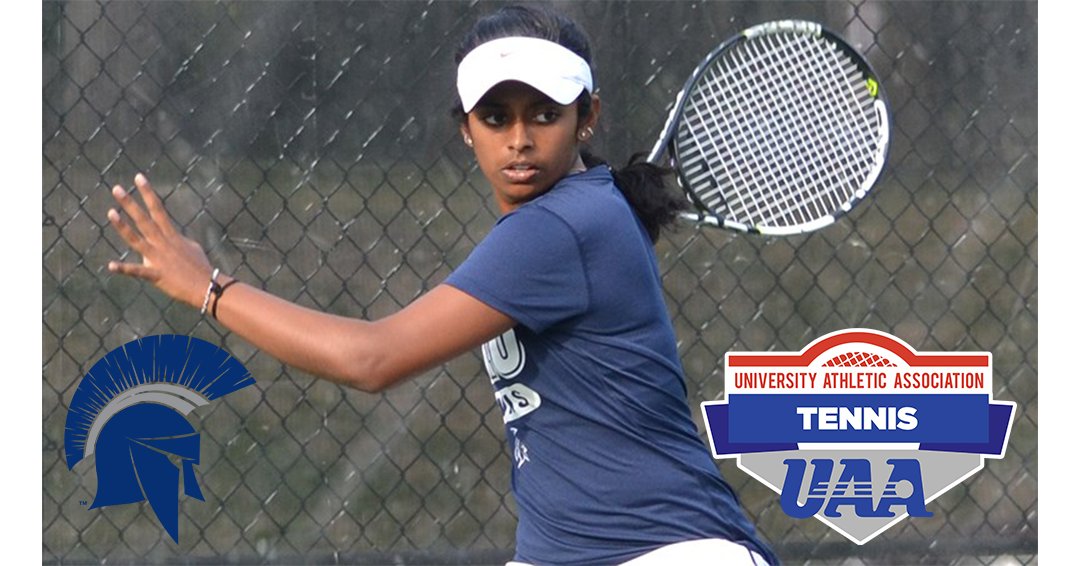 This Day in the UAA, Apr. 28, 2016:

Sophomore Nithya Kanagasegar of CWRU was named UAA Women's Tennis Most Valuable Player as the 2016 UAA All-Association Team was announced. She finished a combined 6-0 in singles and doubles at the UAA championship.