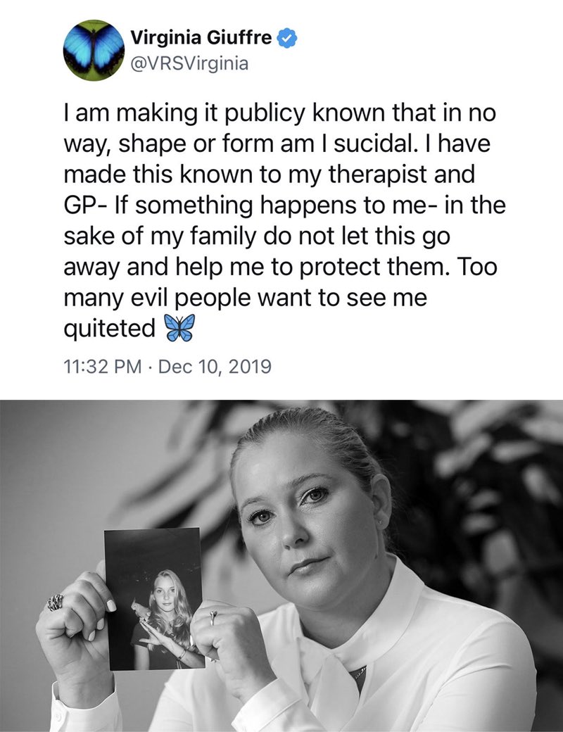 OldeWorldOrder's tweet photo. @LeadingReport We all know she got Epstein'd.

Even her lawyer is saying it now.

Yikes. https://t.co/lyjYwlhnWs