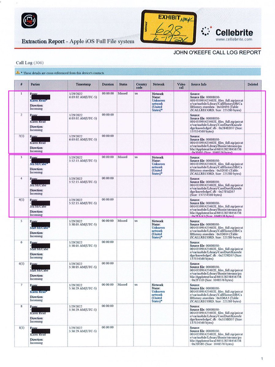 OliviaLambo_'s tweet photo. Officer John O’Keefe’s phone tells the real story:

• 5:52 AM: Call from Jen McCabe. Phone logged in “pocket” (blocked) state.
• 6:02:41AM: Phone logged in “cleared” state.
• 6:03:02AM: Call from Karen Read.

John’s phone didn’t move itself. Someone moved it — before Karen Read, Jen McCabe, or Kerry Roberts even got to 34 Fairview Road or his body.

If John was incapacitated:
• Who had their hands on his phone?
• Was John’s body dumped on the front lawn during that 10-minute window?
• Was Jen McCabe stalling to buy time — and cover tracks?

Every second of that timeline matters.

The phone didn’t move itself.

John O’Keefe’s cellphone showed that between 5:52:26am and 6:02:41am, the frontward facing camera went from being blocked, or recorded as in “pocket” state, to it being cleared before Karen Read, Jen McCabe and Kerry Roberts arrived at the scene.

If John was incapacitated, this means his phone was moved by someone else during that time.

The “Doppler / Pocket State” measure records the state of the frontward facing camera on the iPhone when an incoming phone call is received.

When a call is received on the iPhone, the frontward facing camera automatically activates for Face ID recognition.

If the phone is inside one’s pocket, or the camera is otherwise blocked during this activation, the phone will record it as having been in a “pocket” state.

When the camera is not blocked or the phone is not in one’s pocket, for instance, it will record as being in a “cleared” state.

At 5:52:15am, John’s phone received a call from Jen McCabe. For this call, his phone data logs the frontward facing camera as being in a “pocket” state, thus the camera was covered/obscured at that time.

However, by 6:02:41am and the time that Karen Read calls John’s phone at 6:03:02am, prior to arriving at 34 Fairview or running over to his body, John’s phone now shows as being in a “cleared” state, which would’ve required human intervention to achieve.

John was incapacitated. Who moved his phone around during that time window to change the status of its Doppler Pocket State?

#DFIR
#IanWhiffin
#KarenRead 
#KarenReadTrial 
#KarenReadTrial2 
#FreeKarenRead
#JusticeForJohnOKeefe