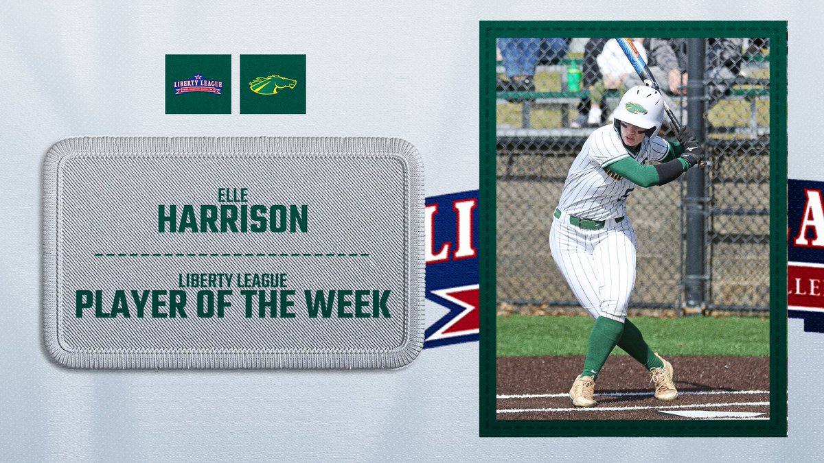 Congratulations to junior Elle Harrison for being named the Liberty League Player of the Week! She hit .538 with 5 runs scored, 3 RBI, and a perfect 5-for-5 line in stolen bases. She also had 11 putouts and an outfield assist in CF.