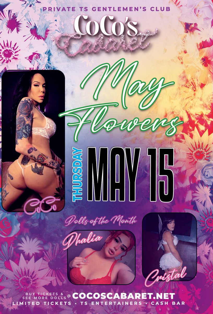 CoCos Cabaret (@cocoscabaret) on Twitter photo We’re bringing 2 NEW DOLLS to the cabaret in May! Get your 🎟️ and come see our May Flowers! <a href="/MachineGunnCoCo/">MachineGunnCoCo 🔞</a> <a href="/GemgunnX/">GemGunn (TOP 0.9%)</a> <a href="/GigiRavine/">Gigi Ravine (18+)</a> <a href="/drewcillabb/">Drewcilla 💌</a> <a href="/ashleycreaaaams/">📍chicago 📍</a> <a href="/Amelykistheone/">🦋Amelyk🦋</a> <a href="/Honey_Kocaiin/">Hennessy Daughter</a> <a href="/Sidneystardance/">Sidney Starr</a> <a href="/AngelaLongcock/">🔞🇮🇹A🇵🇷L🇺🇸C🔞</a> We’re bringing 2 NEW DOLLS to the cabaret in May! Get your 🎟️ and come see our May Flowers! <a href="/MachineGunnCoCo/">MachineGunnCoCo 🔞</a> <a href="/GemgunnX/">GemGunn (TOP 0.9%)</a> <a href="/GigiRavine/">Gigi Ravine (18+)</a> <a href="/drewcillabb/">Drewcilla 💌</a> <a href="/ashleycreaaaams/">📍chicago 📍</a> <a href="/Amelykistheone/">🦋Amelyk🦋</a> <a href="/Honey_Kocaiin/">Hennessy Daughter</a> <a href="/Sidneystardance/">Sidney Starr</a> <a href="/AngelaLongcock/">🔞🇮🇹A🇵🇷L🇺🇸C🔞</a>
