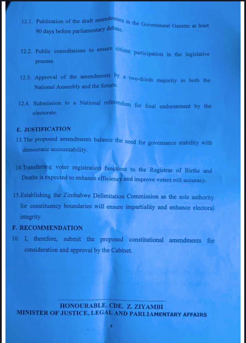 LynneStactia's tweet photo. The leaked documents of the Constitutional Amendment Bill are authentic documents hence the utterances of Ziyambi-Ziyambi …. 📍 https://t.co/6flh120WLf