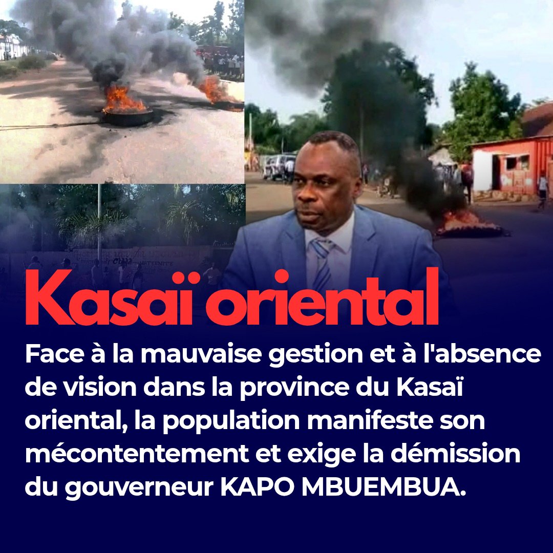 emergentss_EM's tweet photo. #KASAI_OR Face à la mauvaise gouvernance et à l'absence totale d vision, la population du Kasaï-or exprime une colère noire contre l gouverneur #KAPO Accusé d'incompétence et d'abandon du peuple,il est sommé d démissionner. @SuminwaJudith @ngoyikasanji11 @shabani_lukoo @fatshi13 https://t.co/UkCA1gPKIh