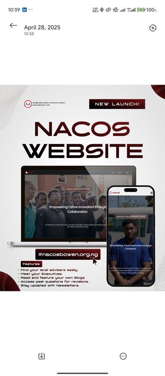 nacosbu's tweet photo. Introducing the NACOS Bowen Website: your gateway to connections, updates, resources, and more.

From finding past questions to featuring your own blogs, everything you need is just a click away.  

Step into the future with us @ https://t.co/4rGDUJbrG4

@bowenuniversity https://t.co/AQDQEot9OV