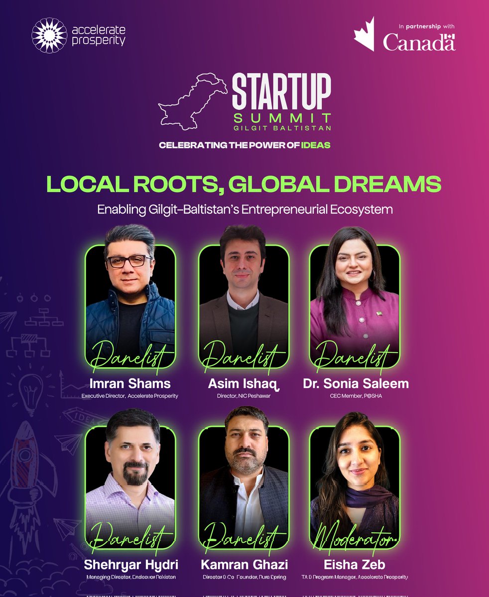 🚀 Join us for a dynamic panel discussion! Industry pioneers, investors &amp; ecosystem enablers are coming together to explore #GilgitBaltistan's startup landscape.
Expect real stories, bold ideas &amp; growth strategies. 💫
🗓 May 2, 2025 | 📍 Gilgit
#StartupSummitGB
#Entrepreneurship