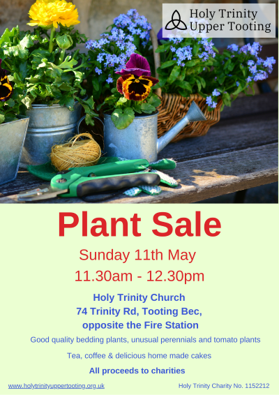 Kate Allan (@kateallan7671) on Twitter photo Come to the plant sale at Holy Trinity Church, Tooting Bec, 11.30-12.30 Sunday 11th May. Great choice of quality plants at keen prices. Coffee and homemade cake too. All proceeds to charities. <a href="/tootingnewsie/">Tooting Newsie</a> Come to the plant sale at Holy Trinity Church, Tooting Bec, 11.30-12.30 Sunday 11th May. Great choice of quality plants at keen prices. Coffee and homemade cake too. All proceeds to charities. <a href="/tootingnewsie/">Tooting Newsie</a>