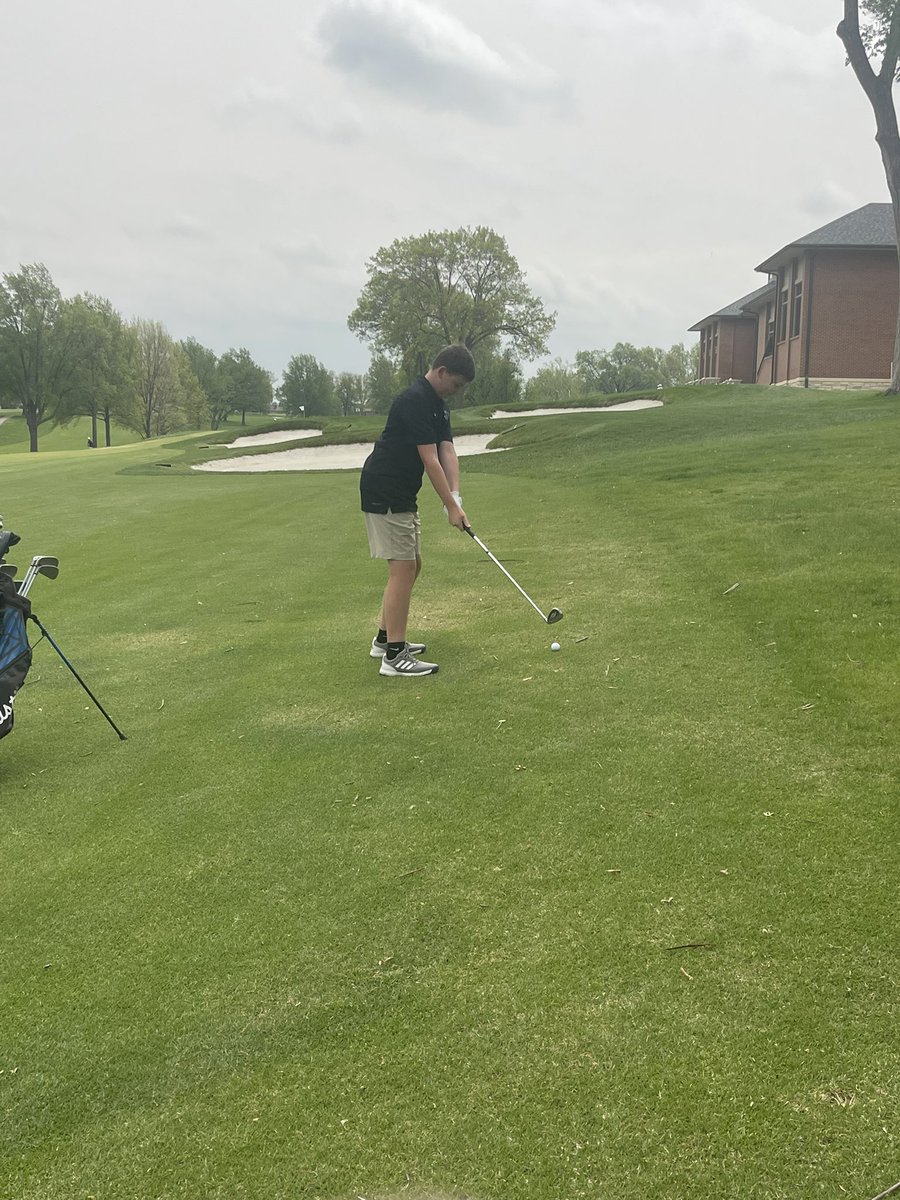 Cole Harmon gets going on the fairway to start his day.  We are offfff at Topeka CC!