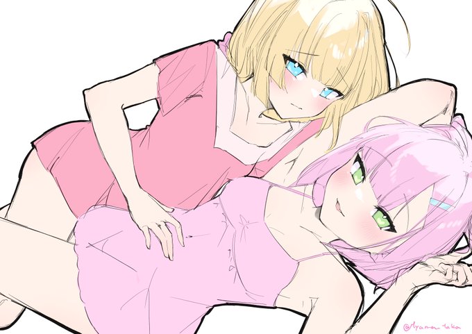 二周年おめでとう～!🎊
祝いの乃愛と天音♡
#ゆずソフト
#天使騒々 