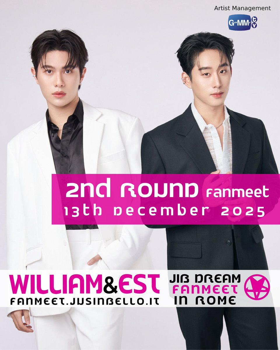 JusInBelloCon's tweet photo. Here’s the news all of you were waiting for: the SECOND ROUND OF FANMEET with William&amp;Est is confirmed!
It’ll be on the same day, 13th December 2025 at Rome Hilton Hotel airport.
Stay tuned for news and further details.

#JIBDreamFanmeet6 #WiliamEst #WilliamEst1stFMinRome https://t.co/tJmIkzIqMu