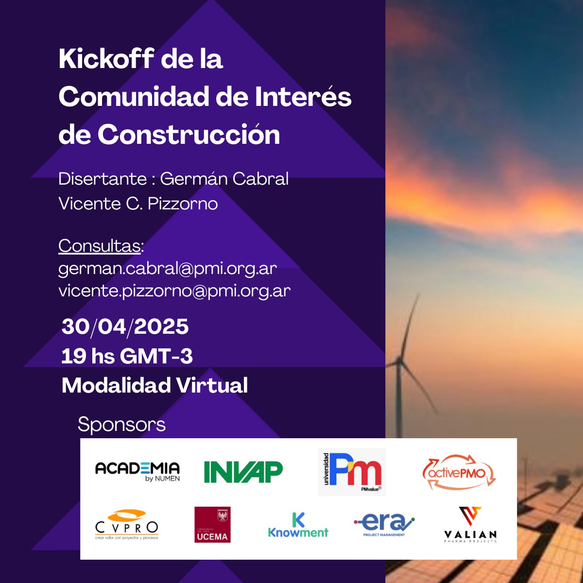 🚧 ¡Lanzamos la CI Construcciones 2025 en PMI Buenos Aires!
Conocé la nueva certificación PMI-CP™.
📅 Mié 30/04 – 19:00 hs | Virtual
🔗 Inscribite: shorturl.at/2Xx4W
👥 Germán Cabral y Vicente Constantino Pizzorno
#PMIBA #construccion