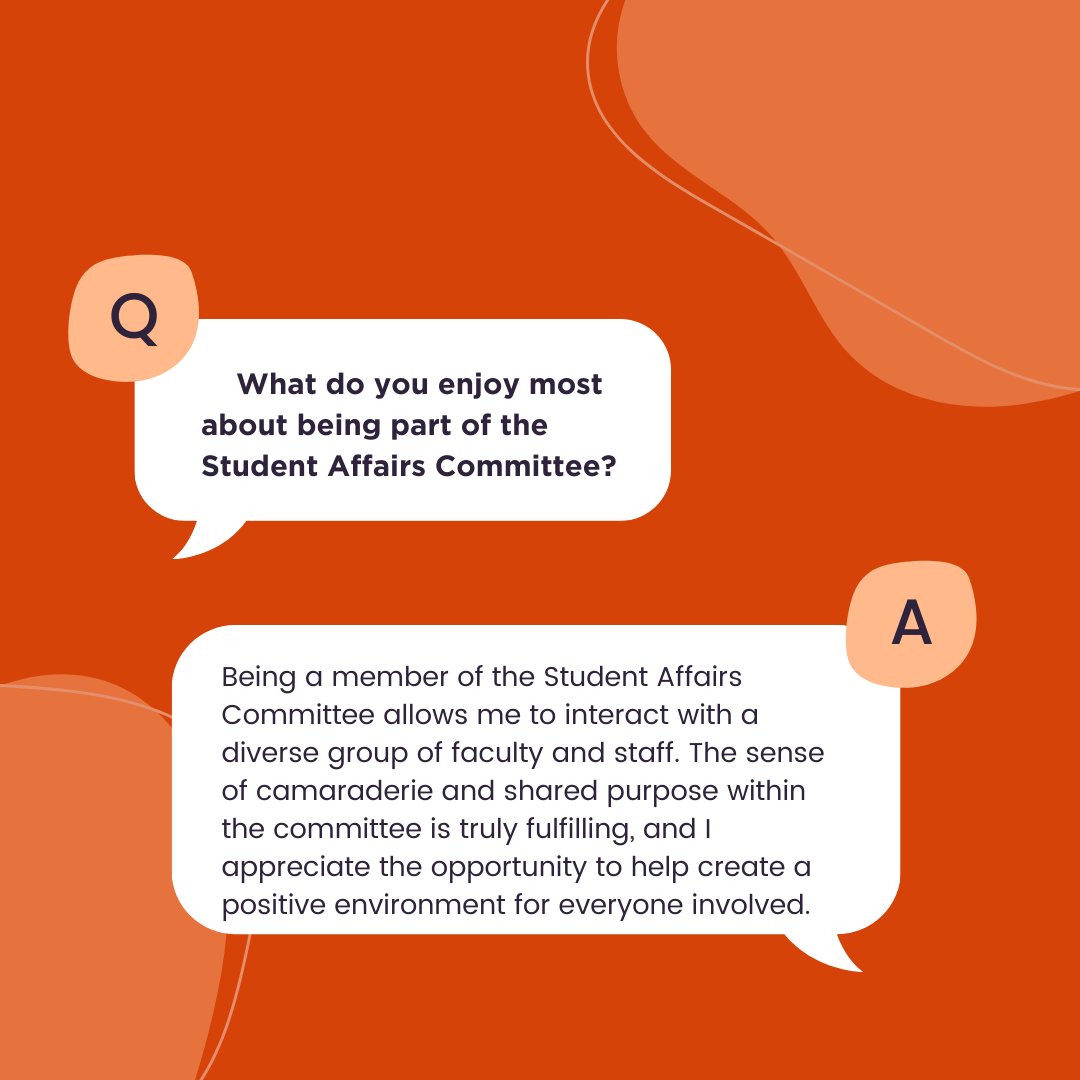 We asked SPPH Assistant Professor Priyanka Dubey what she enjoys about being a part of the Student Affairs Committee!

The committee plays a key role in event programming and resource development! We're so grateful to all the members!