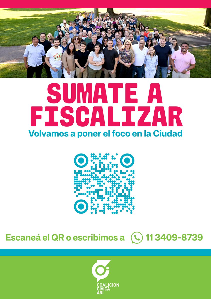 CCARIComuna5's tweet photo. ACOMPAÑANOS A VOLVER A PONER EL FOCO EN LA CIUDAD💪

Sumate a fiscalizar en las próximas elecciones del 18/5  junto a la @ccariok y #Comuna5

Para ser parte solo tenes que anotarte en el formu👉https://t.co/eRrvGjAcyN o escribir  a  nuestro Whatsapp💁‍♀️https://t.co/2tYMxMqoqf https://t.co/UZm9Ac903O