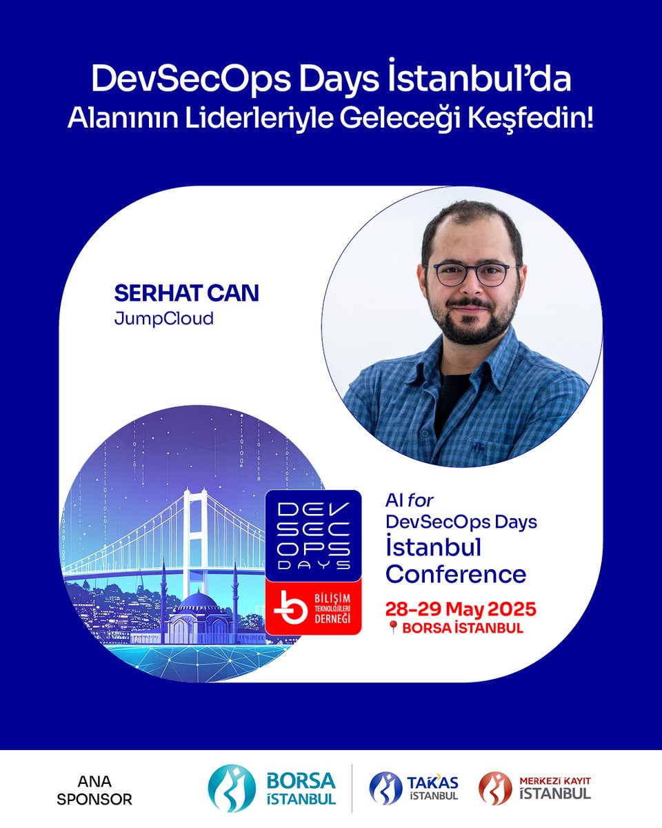 DevSecOps Days Istanbul (@devsecopstr) on Twitter photo 🎙️ Serhat Can (JumpCloud) DevSecOps Days İstanbul’da!
Modern güvenlik ve erişim yönetimi sahnede.
📅 28–29 Mayıs 2025
📍 Borsa İstanbul
🔗 devsecopsistanbul.com
#DevSecOps #CyberSecurity #IdentityManagement #BTDerneği 🎙️ Serhat Can (JumpCloud) DevSecOps Days İstanbul’da!
Modern güvenlik ve erişim yönetimi sahnede.
📅 28–29 Mayıs 2025
📍 Borsa İstanbul
🔗 devsecopsistanbul.com
#DevSecOps #CyberSecurity #IdentityManagement #BTDerneği