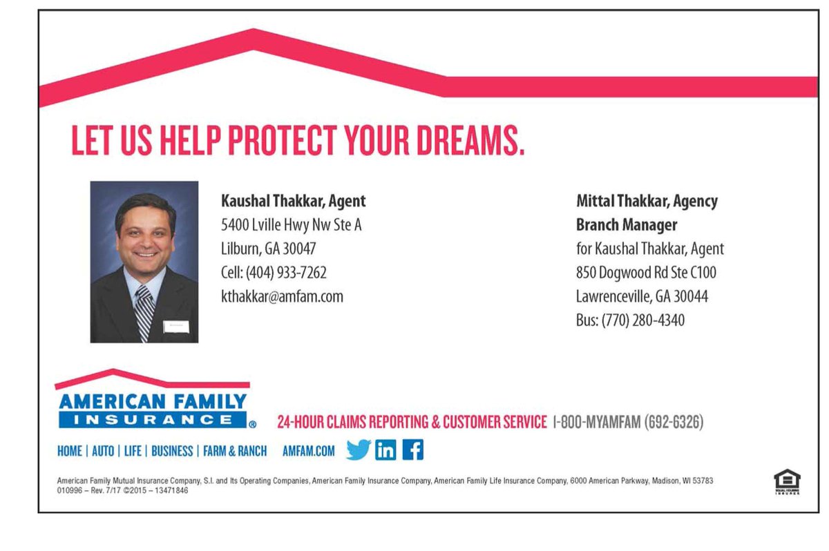desiexpress's tweet image. Protect what matters most with American Family Insurance. Call Kaushal or Mittal Thakkar today for trusted coverage and peace of mind. 🏡📞

#InsuranceExperts #PeaceOfMind #AmFam