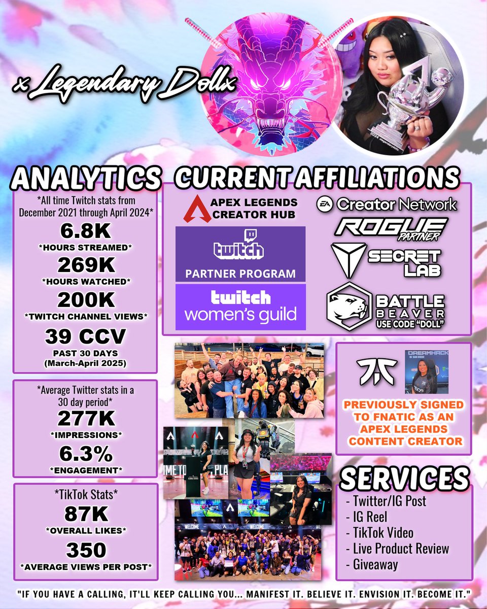 xLegendaryDollx's tweet photo. ✨ Hi, I’m Doll and here’s my updated media kit! ✨

I'm available for sponsorships, partnerships, collaborations, product unboxing &amp; reviews. Please feel free to contract me via email!

Would love the chance to bring my energy to your brand 🫶🏼

✉️ xlegendarydollx@gmail.com https://t.co/Yy7kP7gM69