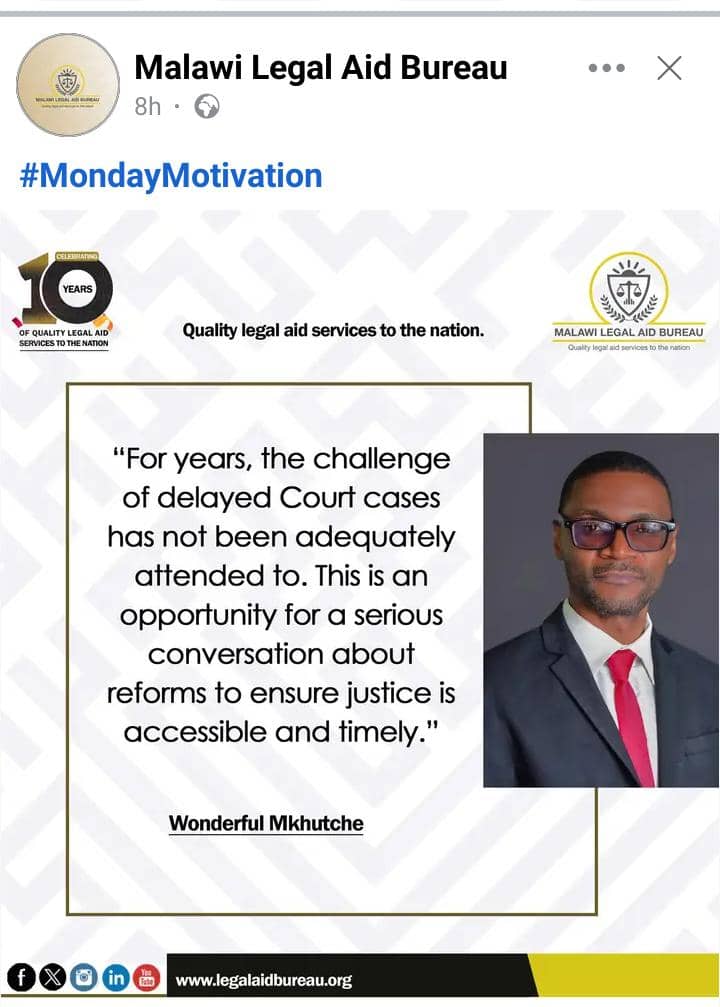 #MondayMotivation it is! Thank you <a href="/mwlegalaid/">Malawi Legal Aid Bureau</a>, as we pursue justice, that is not only delivered, but is also delivered on time. 🍒