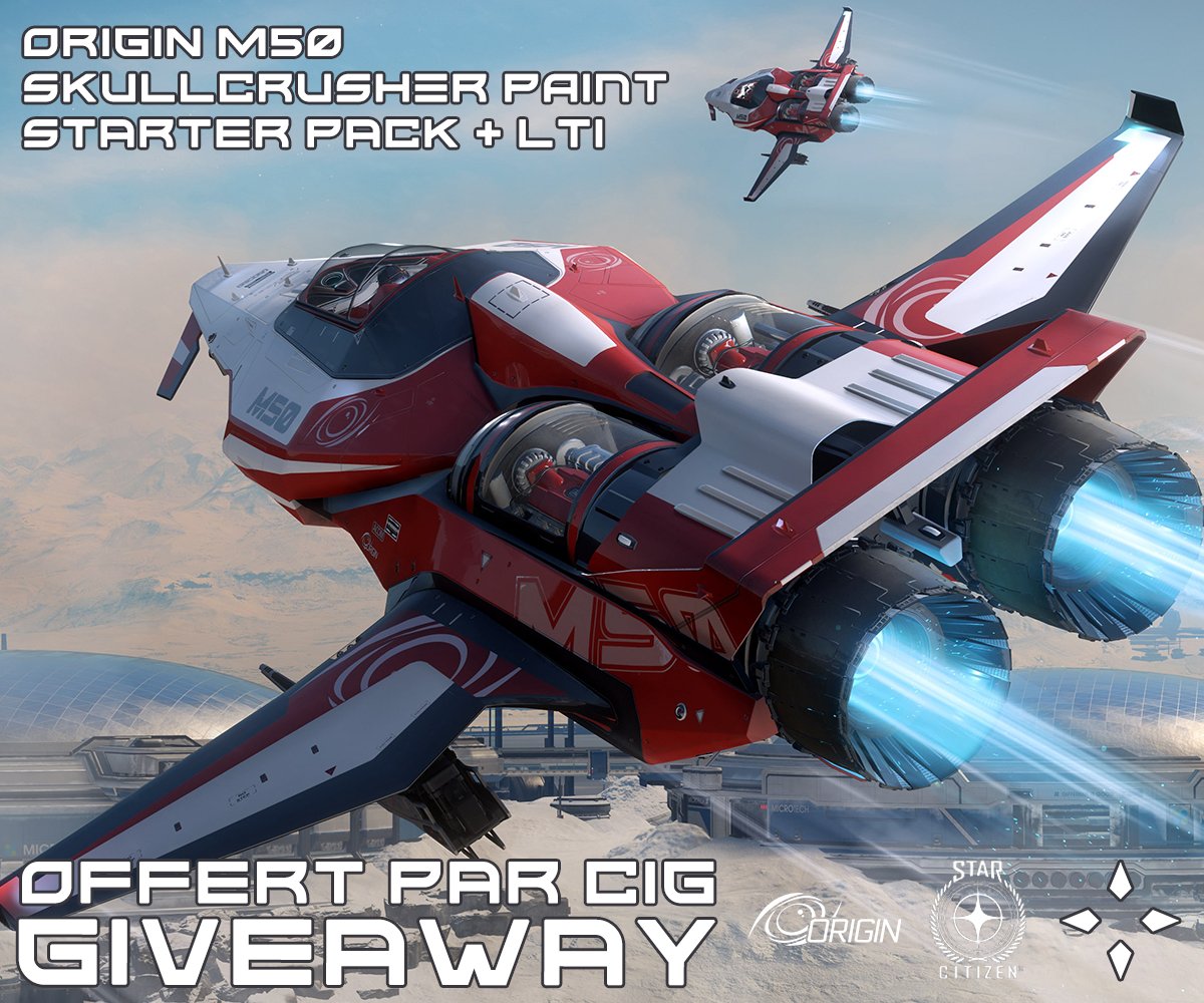 🚀 GIVEAWAY STAR CITIZEN 🚀
Grâce à <a href="/RobertsSpaceInd/">Star Citizen</a> , tente de gagner un M50 Interceptor avec Skullcrusher Paint, Starter Pack et LTI !
⚡ Prêt à dominer les courses ?
📅 Participe ici : polyvalence.io/giveaways/
#StarCitizen #Giveaway #M50