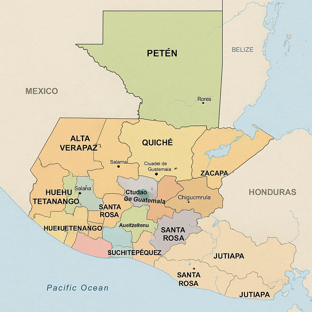 Le pedí a chatgpt un mapa de guatemala, este fue el resultado. 🤥