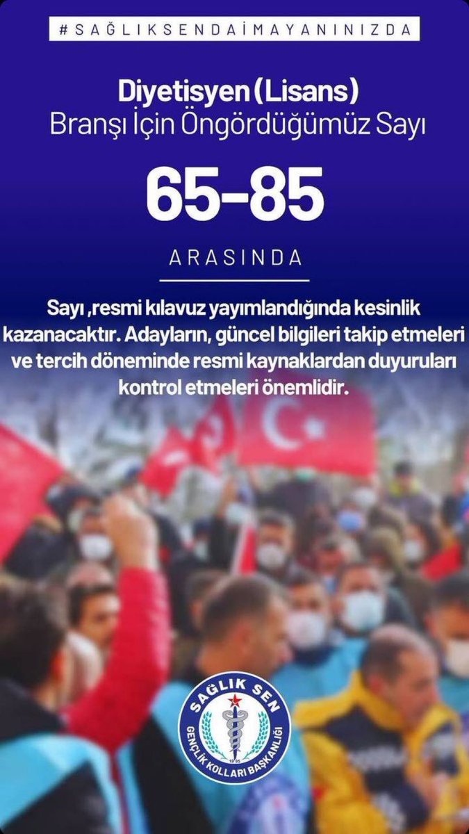 <a href="/drmemisoglu/">Prof. Dr. Kemal Memişoğlu</a> Sayın Memişoğlu 

Bazı sendikaların açıkladığı 65-80 kişilik diyetisyen atama kontenjanı, hem sahadaki gerçek ihtiyaçlarla hem de önceki yıllardaki atama verileriyle ciddi bir uyumsuzluk göstermektedir.

Türkiye genelinde güncel verilere göre yaklaşık 900’ün üzerinde devlet