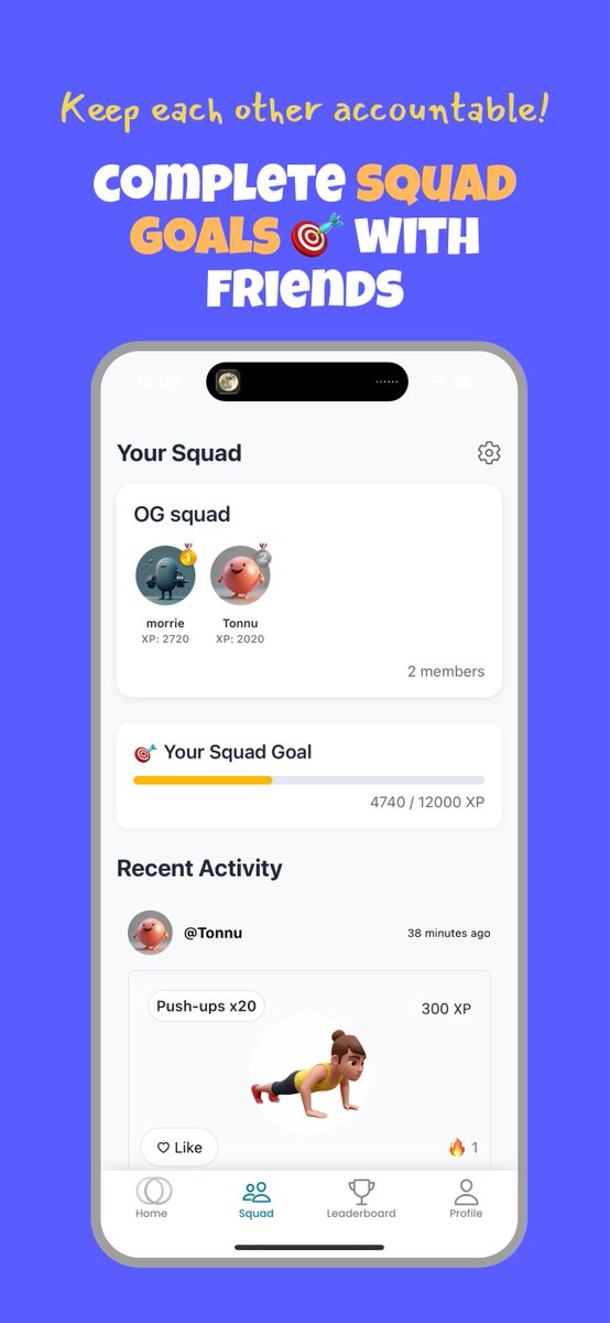 tonnusos's tweet image. WE DID IT!
Snapfit is live on the app store 🚀
1. Do daily micro exercises
2. Level up your skills, reach level 99
3. Your avatar keeps getting stronger
4. Team up with friends, complete goals together
5. Feel better because you're exercising
It's like Strava x Duolingo x…