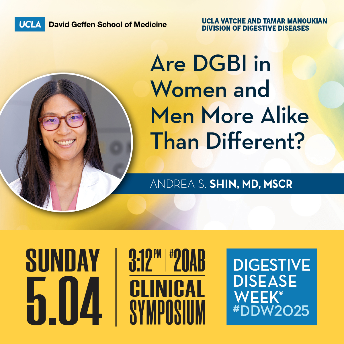 UCLA Gastroenterology and Hepatology (@uclagihep) on Twitter photo 🗣️<a href="/AndreaShin_GI/">Andrea Shin</a> presents: Are #DGBI in Women and Men More Alike Than Different?
🗓️Add to your #DDW2025 planner!
👉Sunday, May 4, 3:12 pm, Room 20AB 🗣️<a href="/AndreaShin_GI/">Andrea Shin</a> presents: Are #DGBI in Women and Men More Alike Than Different?
🗓️Add to your #DDW2025 planner!
👉Sunday, May 4, 3:12 pm, Room 20AB