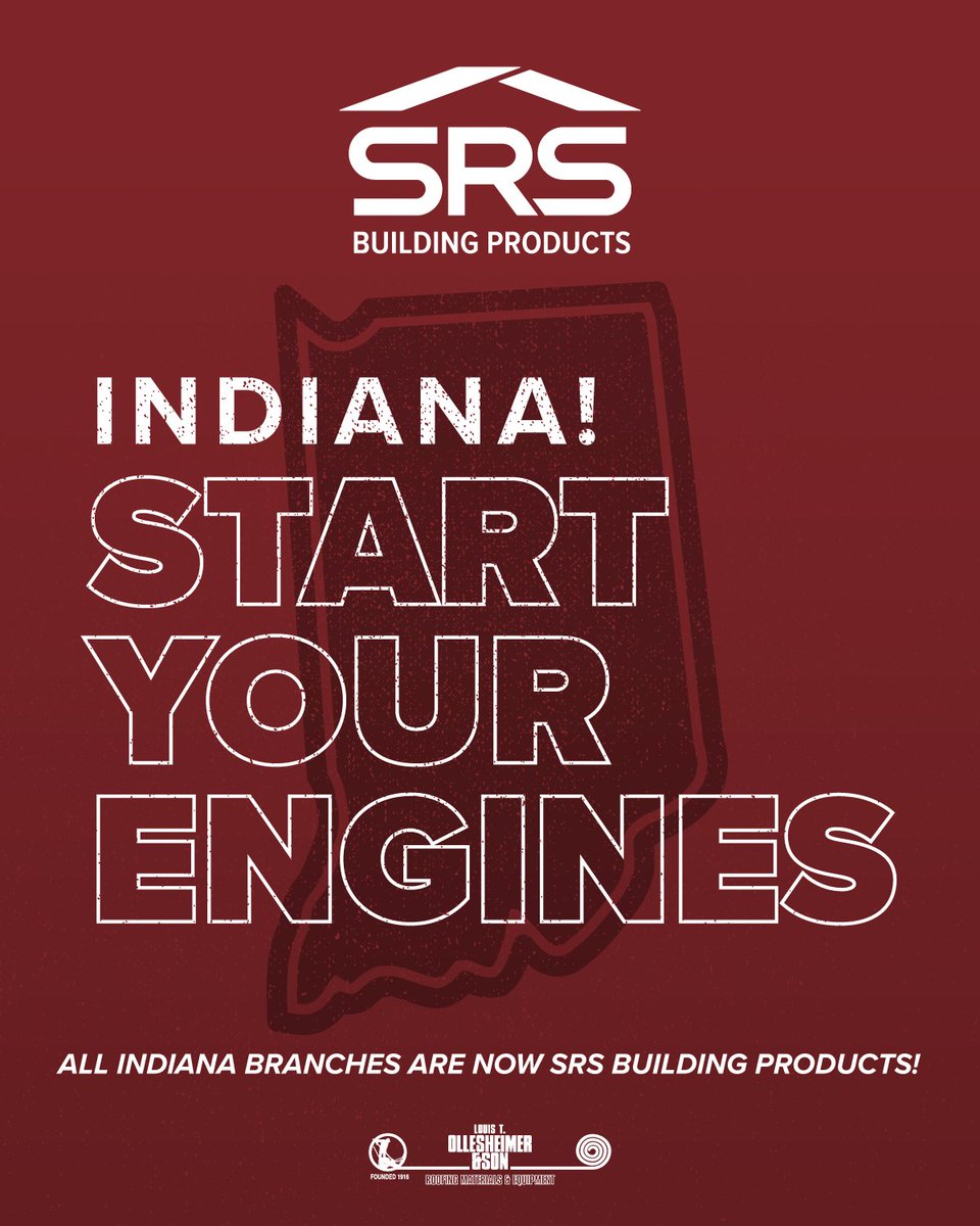 🚦 Indiana, it’s go time! 

SRS Building Products has crossed the finish line with our most recent rebrand of all Ollesheimer locations. Start your engines and connect with top-tier products at your nearest branch.

#SRSDistribution #SRSBuildingProducts #SRSDelivers #Roofing