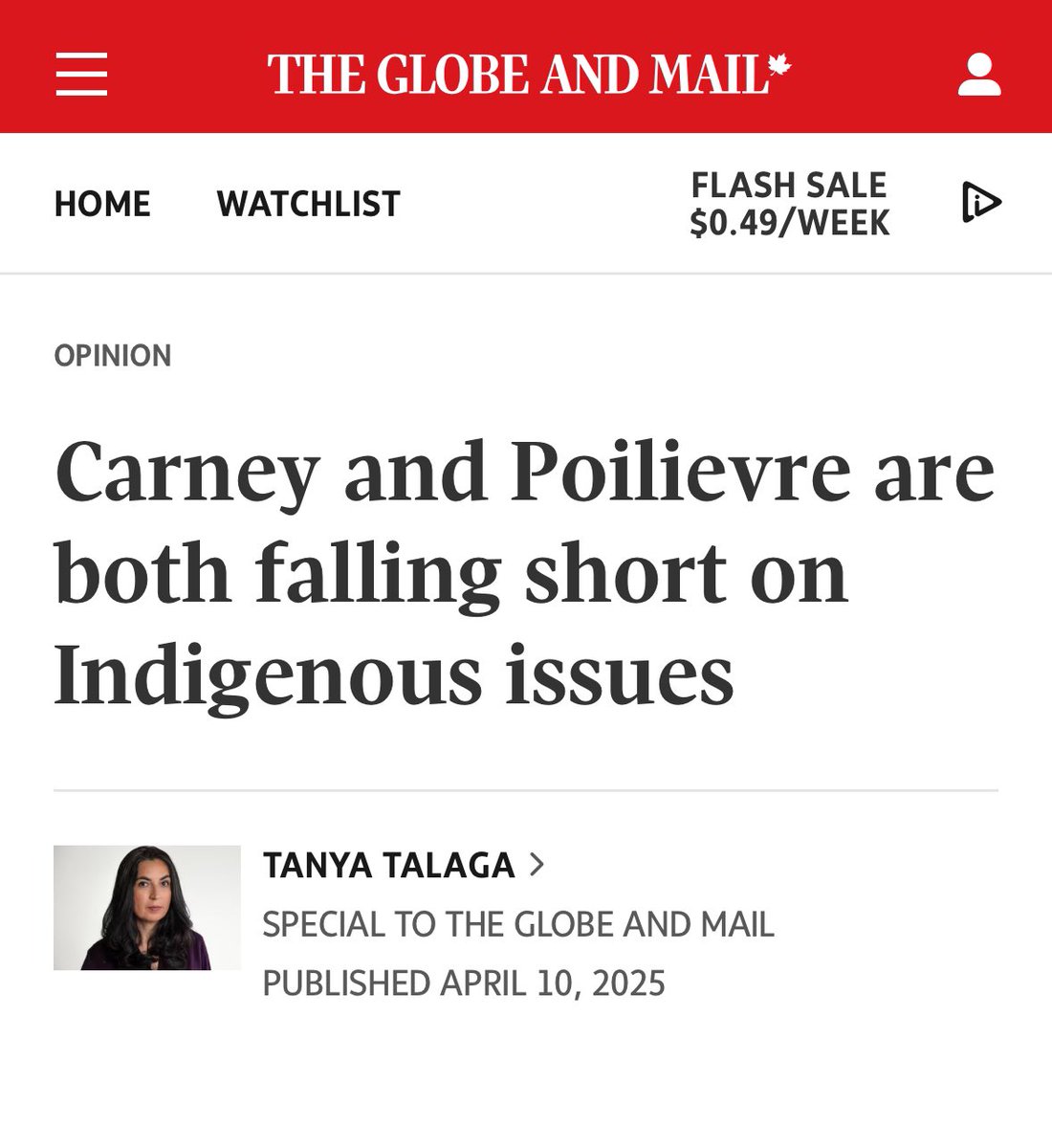 Neither the Liberals nor the Conservatives deserve your vote.

Carney has a business record of trampling Indigenous rights, he will also cut Indigenous services.

Poilievre is also promising cuts.

Only the NDP is committed  to economic Reconciliation.