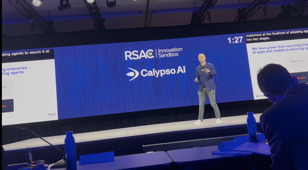 CalypsoAI (@calypsoai) on Twitter photo The future of AI security isn’t just about protecting models — it’s about securing the agents that will drive enterprise innovation.
<a href="/DonnchadhCasey/">Donnchadh Casey</a> just took the <a href="/RSAConference/">RSAConference</a> Sandbox stage!
#RSAC #AISecurity #CalypsoAI #AgenticEra The future of AI security isn’t just about protecting models — it’s about securing the agents that will drive enterprise innovation.
<a href="/DonnchadhCasey/">Donnchadh Casey</a> just took the <a href="/RSAConference/">RSAConference</a> Sandbox stage!
#RSAC #AISecurity #CalypsoAI #AgenticEra