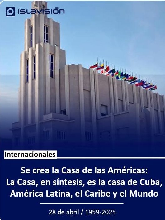 TelloYurianny's tweet photo. ¡Feliz aniversario! La Casa de las Américas está de aniversario. La casa de #Cuba, América Latina,el Caribe y el resto del mundo,encaminada a desarrollar y ampliar las relaciones socioculturales con los pueblos. #PorCubaJuntosCreamos #UJCdeCuba #SiempreJoven @ComiteUJCIsla https://t.co/WwnO4jqS5y