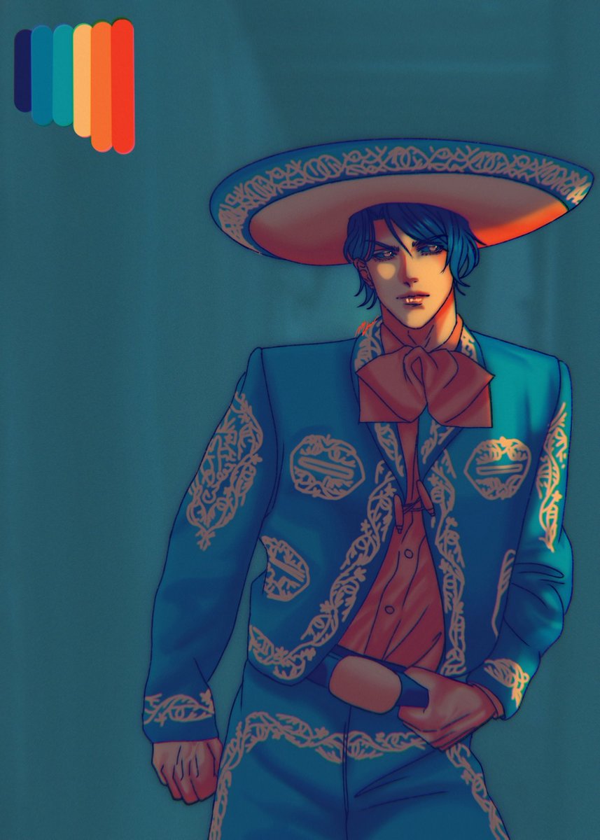 VakkerHistory's tweet photo. OC EX CHANGE  x SAME PALLETTE CHALLENGE
Drawing challenge in collaboration with @AriaDeimos and @Cas_Ephoria. We used the same color palette, swapped characters, and created a mariachi theme.
Lucifer original character from @Cas_Ephoria
#samePallette #oc #colad #drawingchallenge https://t.co/Rnakzw72fV