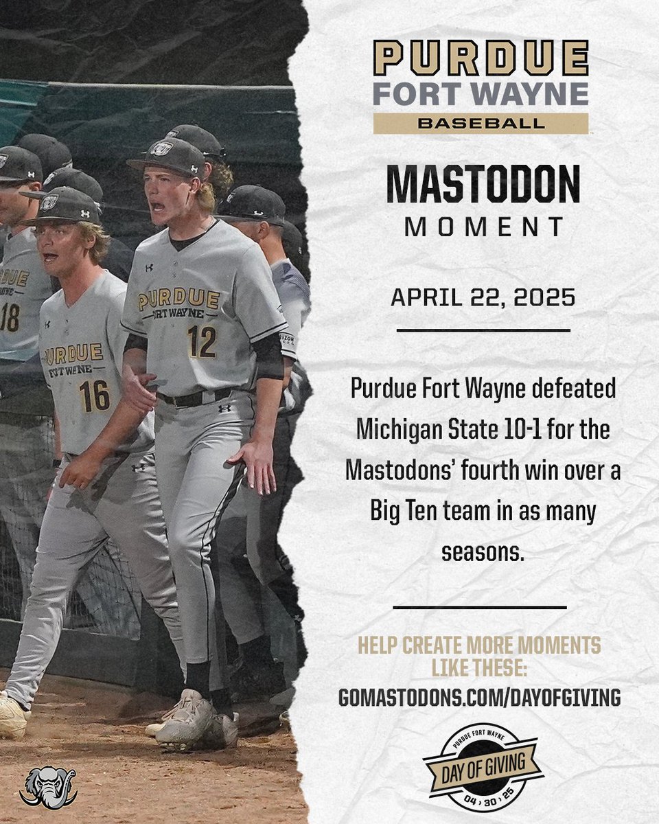 You can help make more special moments for Mastodon student-athletes. There is still time to donate to Purdue Fort Wayne’s Day of Giving.

🔗 givegab.com/campaigns/base…

#PFWDayOfGiving