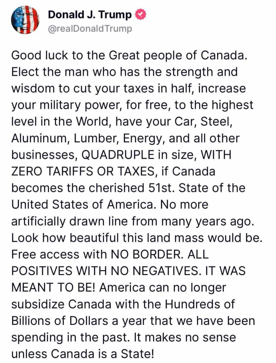 1-Canada is part of the Commonwealth of Nations which makes us a BRITISH territory so GTFOH with your 51st state propaganda.

2-We don’t need to increase our military power, a fringe benefit of not being hated by every other nation on this planet. 

3-Our land mass is already