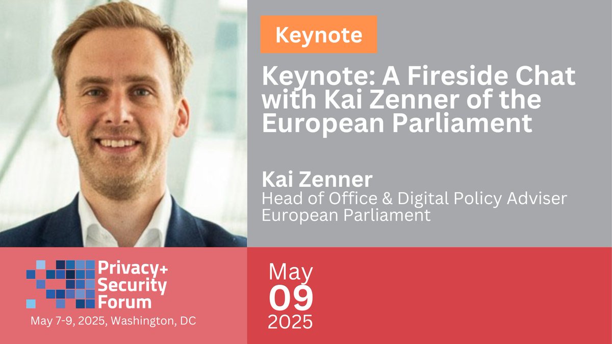 Privacy + Security Academy (@privsecacademy) on Twitter photo Featuring Keynote Speaker Kai Zenner of the European Parliament - Privacy + Security Forum, May 7-9, 2025: bit.ly/PSF-Spring
#privsecforum #cybersecurity Featuring Keynote Speaker Kai Zenner of the European Parliament - Privacy + Security Forum, May 7-9, 2025: bit.ly/PSF-Spring
#privsecforum #cybersecurity