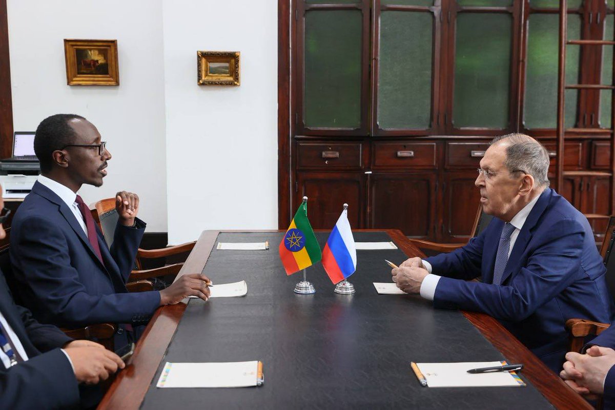 mfa_russia's tweet photo. 🇷🇺🇪🇹 Russia's Foreign Minister Sergey Lavrov and Minister of Foreign Affairs of Ethiopia Dr. Gedion Timothewos held a meeting on the sidelines of the #BRICS Ministerial
📍 Rio de Janeiro, April 28
#RussiaEthiopia https://t.co/RSpAkjqR9H