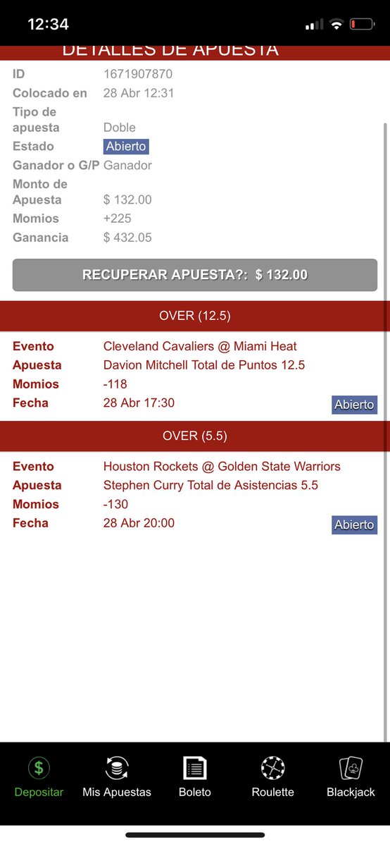 Buenas tardes mis niños, el día de ayer no metí nada sólo jugué una manita de blackjack y a la ruleta y doble mi dinero hoy ese dinero lo jugaré en 2 apuestas que me goffy un buen, estás son mis amores deséenme suerte