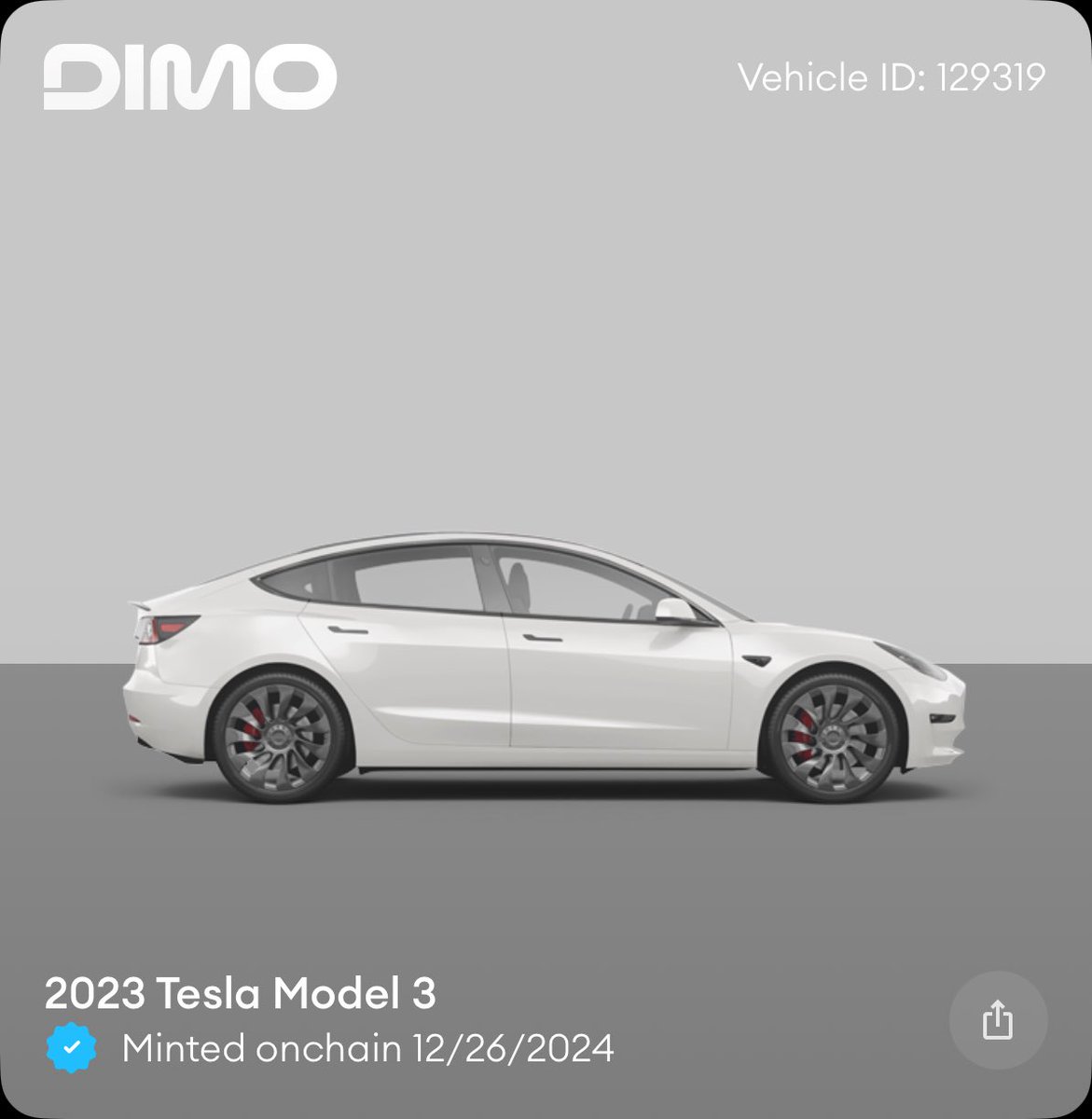 I just minted my car onchain with <a href="/DIMO_Network/">DIMO</a>. Real world use case for #RWA and the monetization of data.

Mint yours here: dimo.onelink.me/n8Wu/vcp