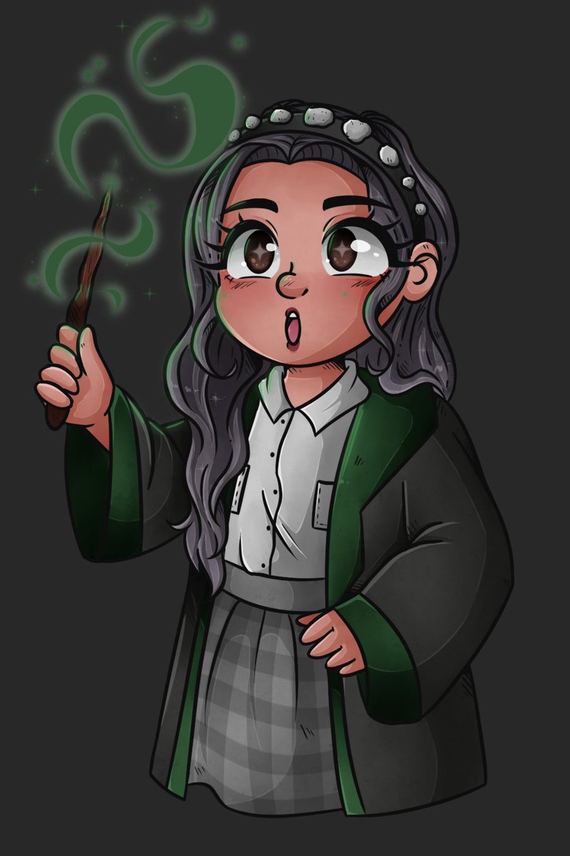 DamePoulpie's tweet photo. Entre deux parties d'Oblivion, on regarde les streams de @ItsHeavenFox sur Harry potter, du coup petit dessin de son perso 🪄✨ https://t.co/xHLId7cUmC